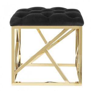 Black Velvet Bar Foot Stool