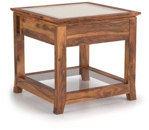 Sheesham Wood Fujiwara Bedside Table, Shape : Square