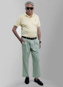 Haxor Men's Olive Elastic Waist Pants For Seniors