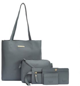 Grey Structured Tote Ladies Bag Pack Of 5