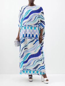 Multicolor Party Wear Ladies Silk Kaftan Dress