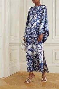 Printed Party Wear Ladies Silk Kaftan Dress