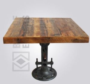 Cast Iron Pedestal 4 Seater Industrial Dining Table