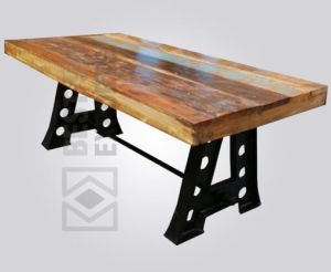 Cast Iron Reclaimed Finish Dining Table