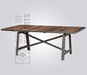 Cast Iron Reclaimed Top Dining Table, Shape : Rectangular