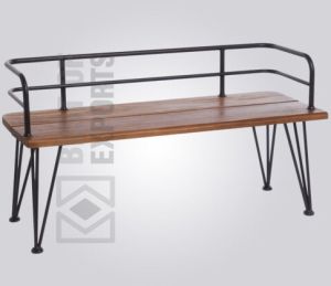 Hairpin Leg Metal Cafe Bench With Back