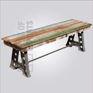 Reclaimed Wood Cast Iron Cafe Bench