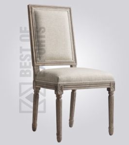 Wood Fabric Royal Square Back Dining Chair