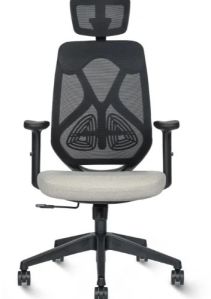 Black High Back Mesh Chair With Adjustable Headrest &AMP;AMP; Arms