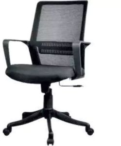 Computer Mesh Chair With Armrest In Black With Adjustable Height &AMP;AMP; Swivel