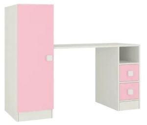 Kids Study Table With Bookshelf and Drawers In Pink