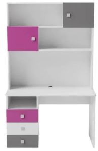 Kids Study Table With Drawer and Open Shelf In Magenta & Grey Color