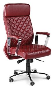 Maroon Leather High Back Director Chair With Cushioned Arms