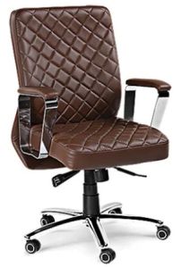 Ribbed Mid Back Leather Director Chair In Chocolate Color