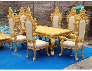 3D Heavy Carved Dining Table Set DNG-065