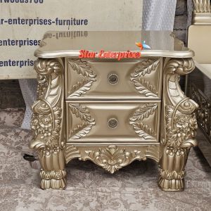 Antique Carved Bedside Table BDSD-052