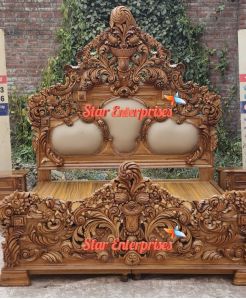 Star Enterprises Teak Wood Heavy Carved King Size Bed BD-0120