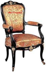 Teak Wood Royal Design Dining Chair DNGCHR-023, Color : Black, Gold