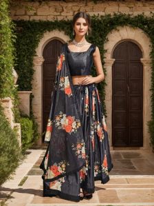 Black Floral Ladies Lehenga Choli