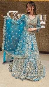 Blue Embroidered Ladies Lehenga Choli