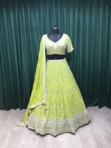 Green Georgette Ladies Lehenga