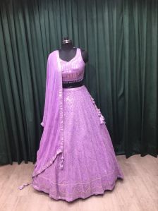 Lavender Georgette Ladies Lehenga