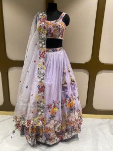 Lavender Tissue Ladies Lehenga