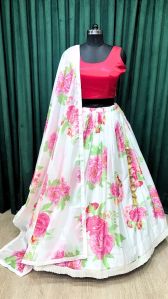 Pink Organza Digital Print Ladies Lehenga