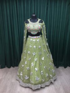 Pista Green Net Ladies Lehenga