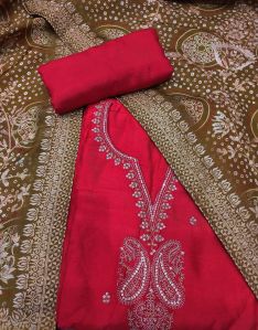 Silk Red Semi-Stitch Ladies Suit