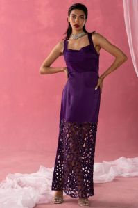 Pure Satin Lycra Twilight Sequins Stunner Dress for Women