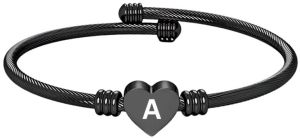 Black Elegant Alphabet a Womens Kada