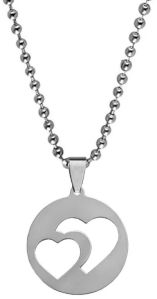 Double Heart Round Womens Necklace