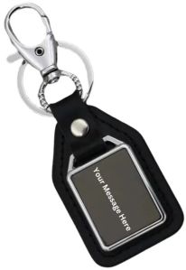 Leather Customize Key Chain, Color : Black, Weight : 0.25 G