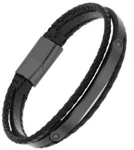Multi Layer Mens Leather Bracelet