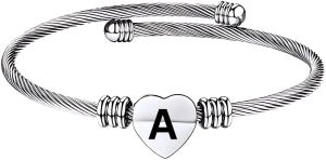 Silver Elegant Alphabet a Womens Kada