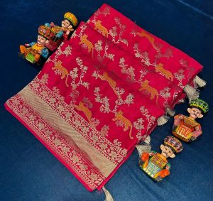 Satyavati Banarasi Masaru Silk Saree with Tested Zari and Twisted Yarn