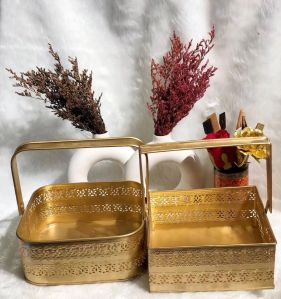 Iron Metal Gift Hampers, Color : Golden