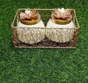 Metal Wire Hamper Basket with Jars