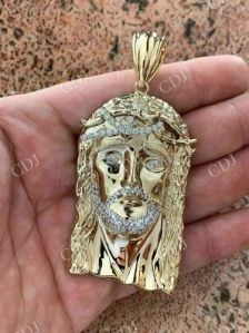 14k Gold Plated Jesus Solid 925 Sterling Silver Pendant