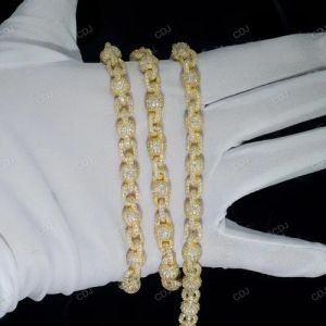 Heavy Beads Round Tennis 14k Yellow Gold Plated Sterling Silver Chain