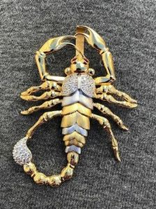 Mens 14k Yellow Gold Plated 925 Silver Large Scorpion Pendant