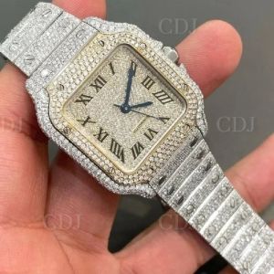 Moissanite Dual Tone Iced Out Watch Hip Hop Watch