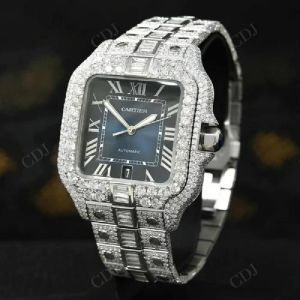 Round Baguette Iced Out Moissanite Diamond Watch