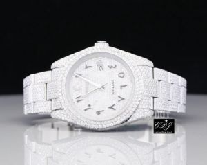 Stainless Steel Moissanite Diamond Wrist Watch