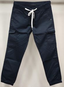 Louppee Plain Navy Blue Cotton Joggers 30-38 Casual