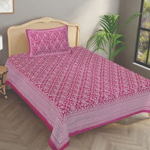 Cotton Hand Print Bedsheet, Color : Multicolor, Solid Colour