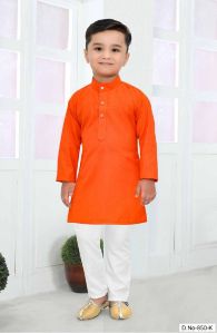 0-14 Years Boys Orange Kurta Pajama Set