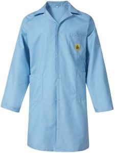 Plain Polyester ESD Anti-static Lab Coat, Color : Sky Blue M