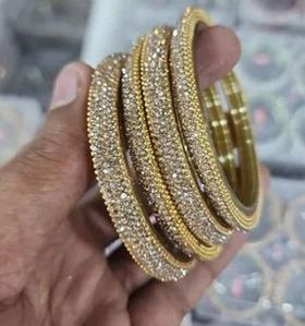 Polished 2.4 Inch Golden Glass Bangles